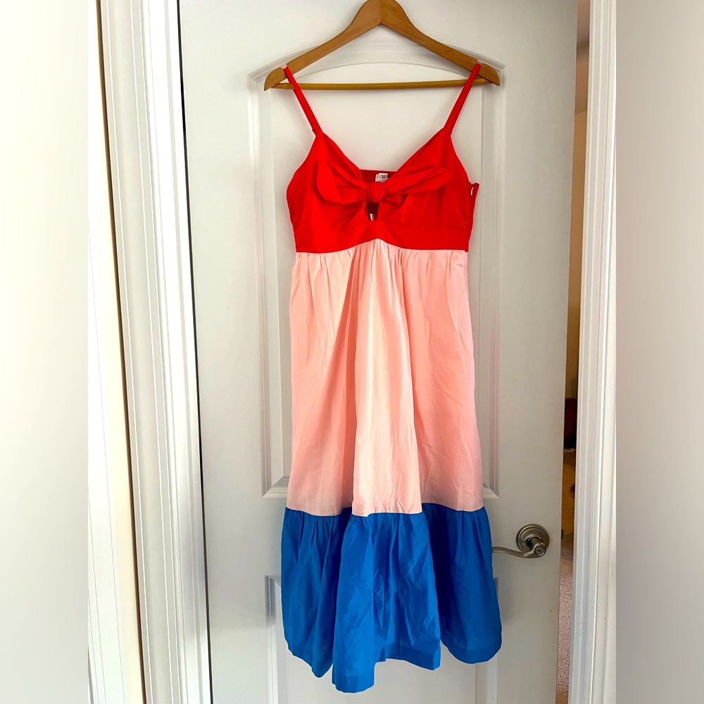 NWT Colorblock Tie Front Cutout Midi Dress